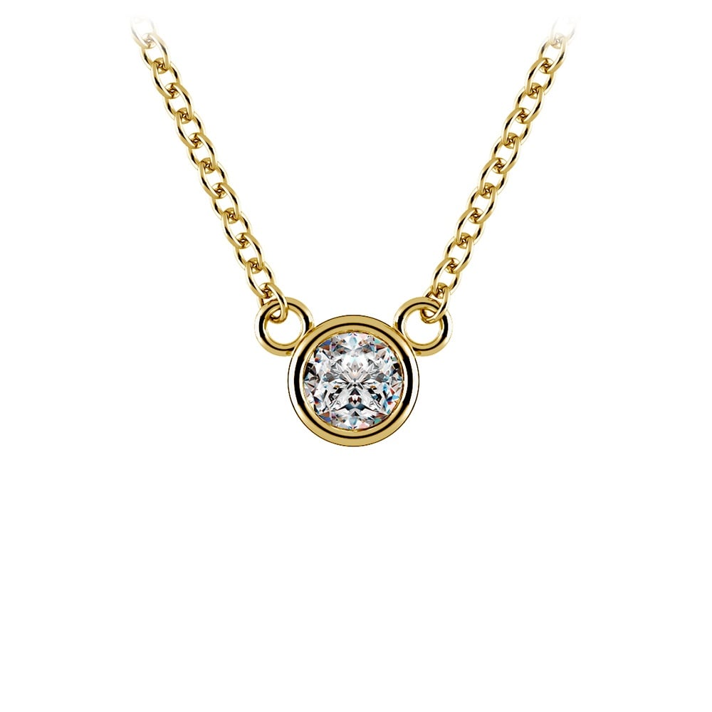 1/5 Ctw Bezel Diamond Solitaire Necklace In Yellow Gold | Zoom