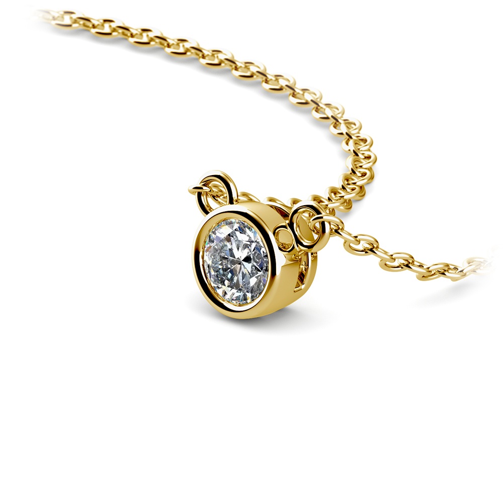 1/5 Ctw Bezel Diamond Solitaire Necklace In Yellow Gold | 03