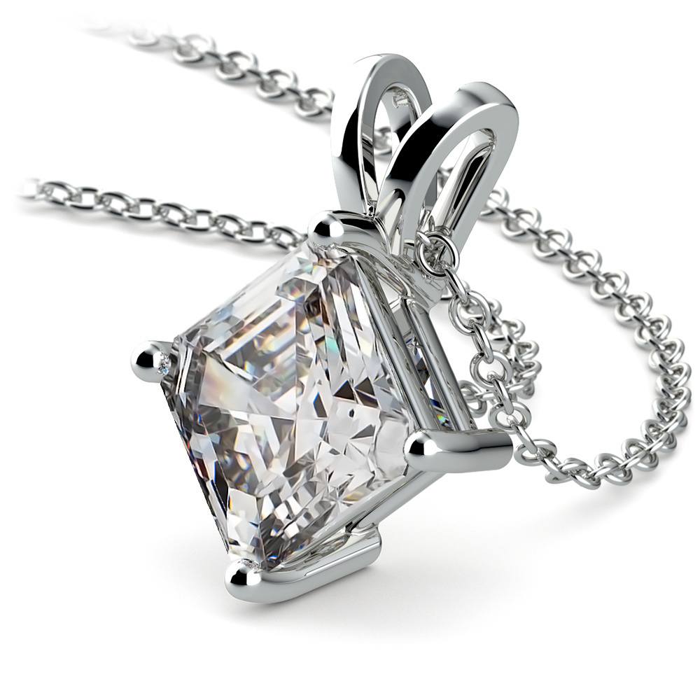 Three Carat Asscher Diamond Pendant Necklace In White Gold | 03