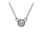 1/4 Ctw White Gold Bezel Diamond Necklace Pendant | Thumbnail 01
