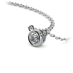 1/4 Ctw White Gold Bezel Diamond Necklace Pendant | Thumbnail 03