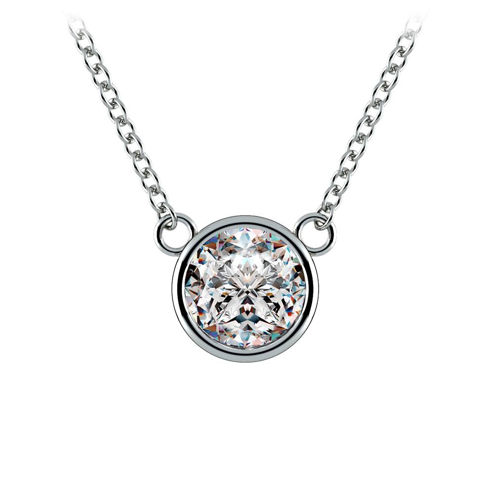 One Carat Bezel Set Diamond Necklace In White Gold | 01