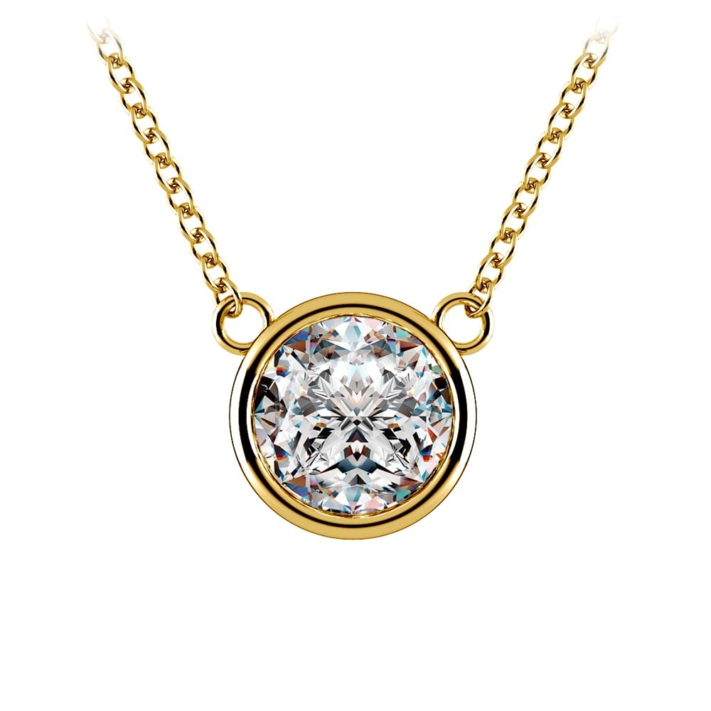 Bezel Diamond Solitaire Pendant in Yellow Gold (2 ctw) | 01