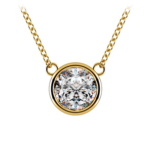2 Carat Pendant Necklace - Pear Cut Diamond In Yellow Gold