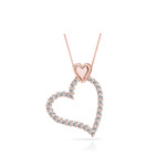 Charmed Diamond Heart Necklace In Rose Gold (1/2 Ctw) | Thumbnail 01