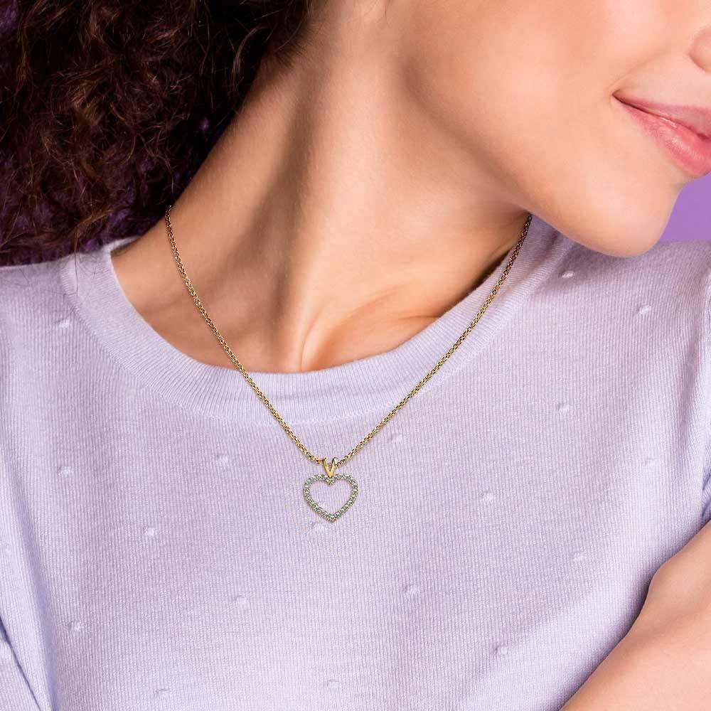 Classic Diamond Heart Pendant Necklace In Gold (1 Ctw) | 03