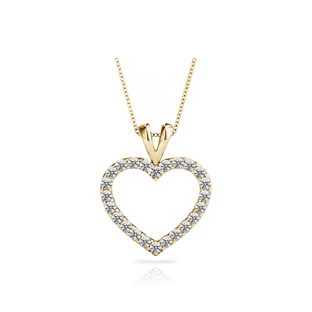 Classic Diamond Heart Pendant Necklace In Gold (1 Ctw) | Zoom