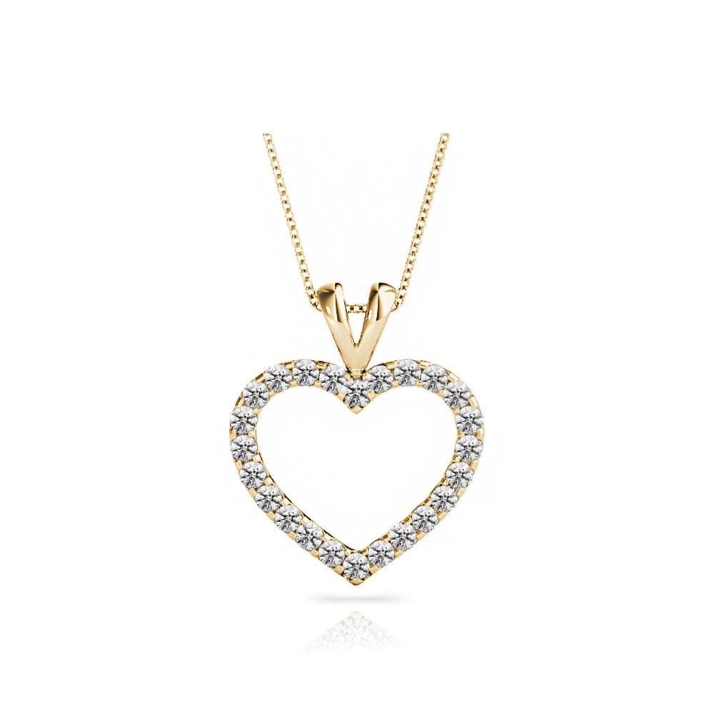 Classic Diamond Heart Pendant Necklace 