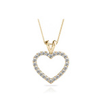 Classic Diamond Heart Pendant Necklace In Gold (1 Ctw) | Thumbnail 01