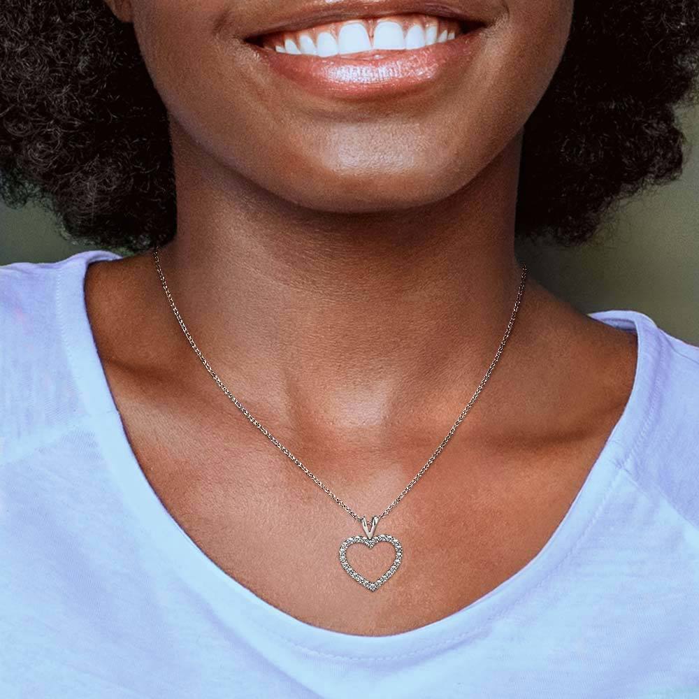 Classic Diamond Heart Pendant Necklace in White Gold (1 ctw) | 03