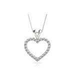 Classic Diamond Heart Pendant Necklace in White Gold (1 ctw) | Thumbnail 01