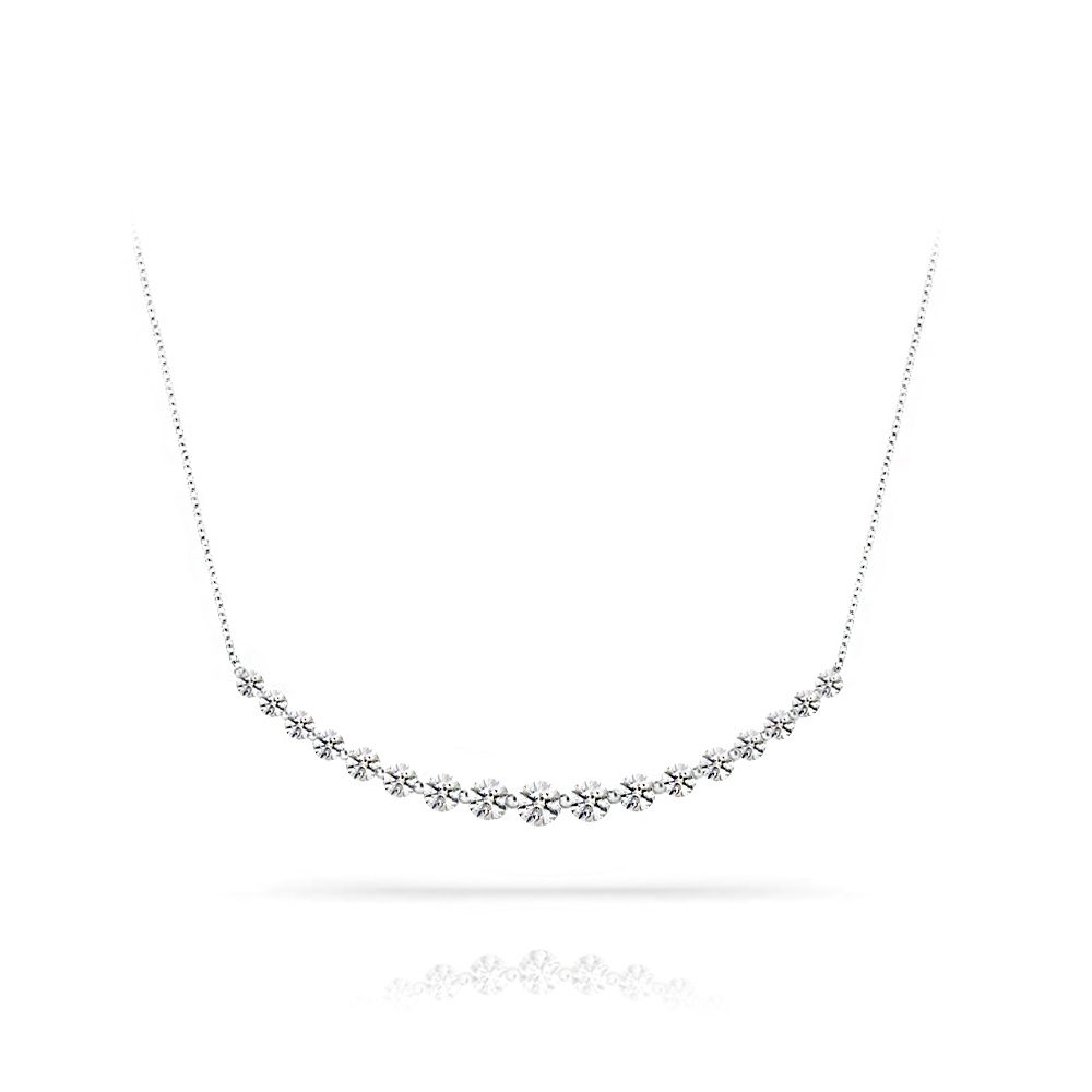 Crescent Diamond Necklace in White Gold (1 Carat) | Zoom