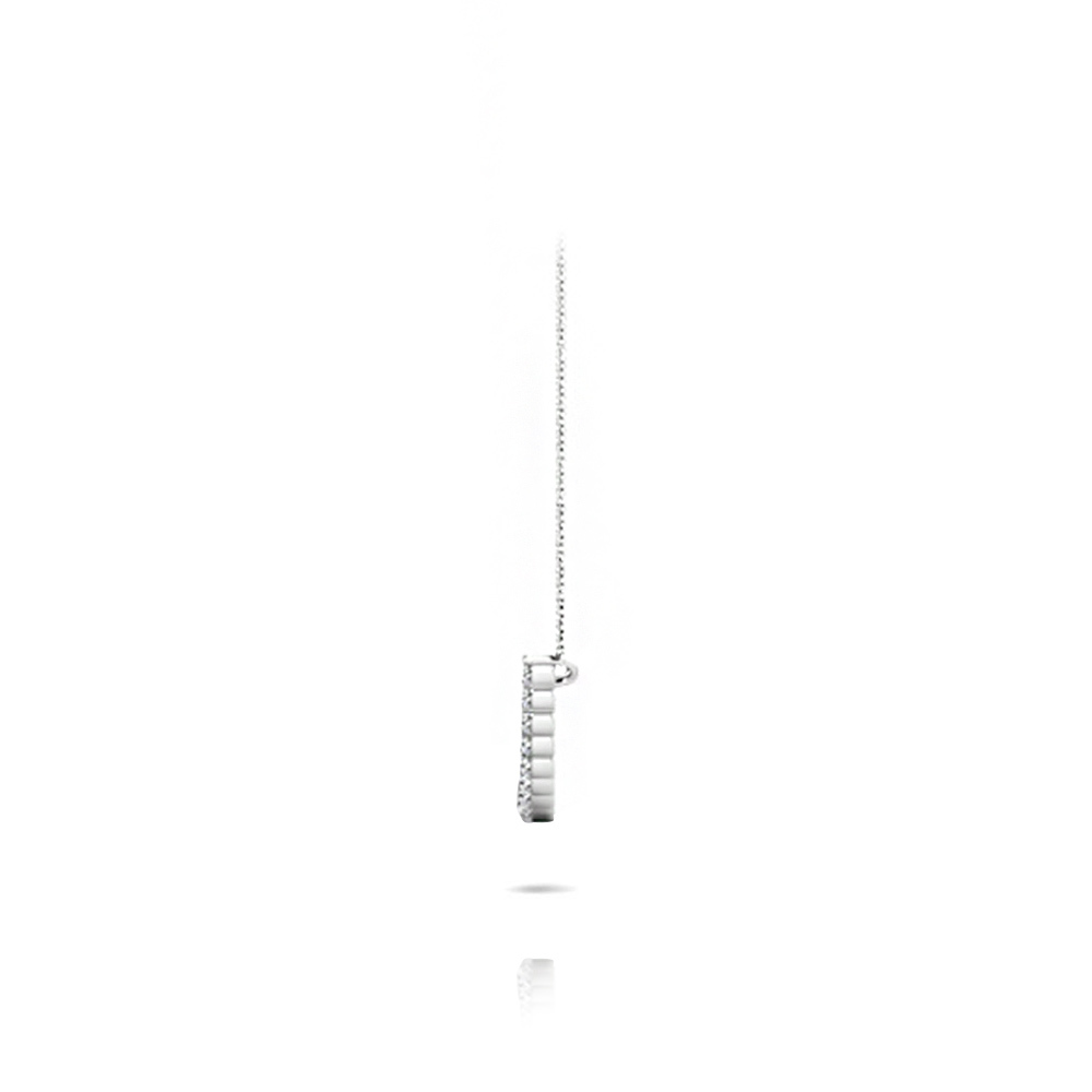 Crescent Diamond Necklace in White Gold (1 Carat) | 02
