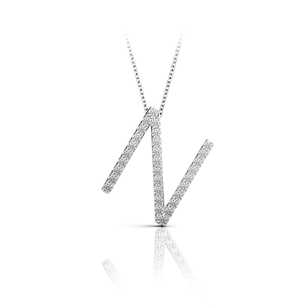 Diamond Initial Necklace - N | Zoom