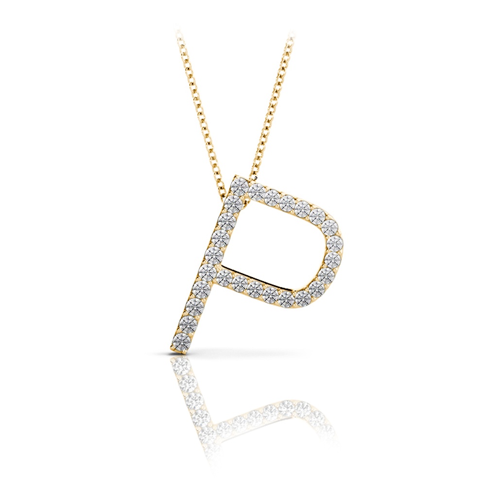 Diamond Initial Necklace - P | 04