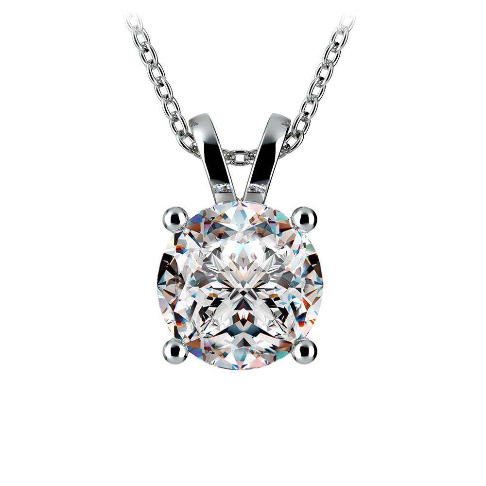 Three Carat Round Cut Diamond Pendant Necklace In Platinum | Zoom