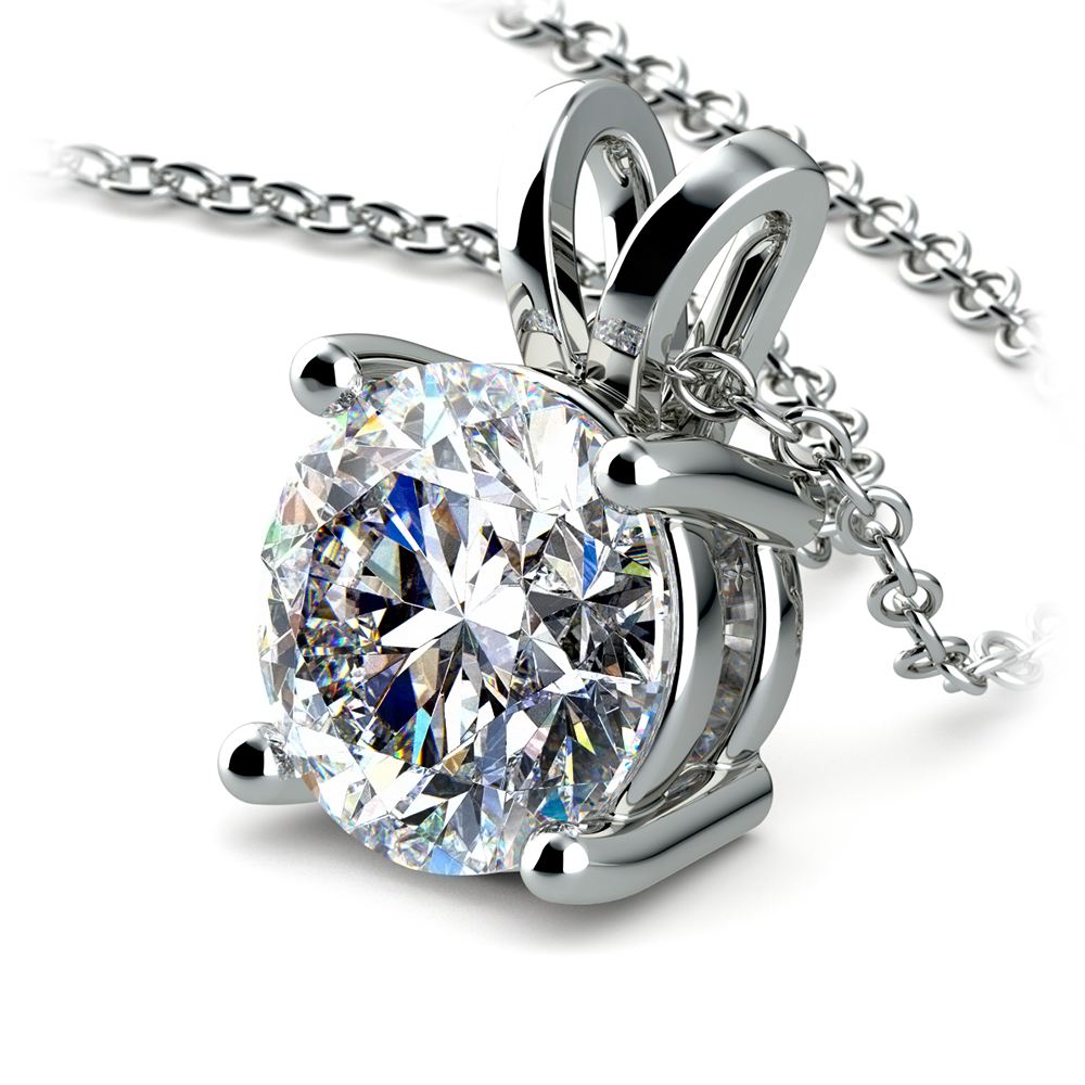 Three Carat Round Cut Diamond Pendant Necklace In Platinum | 03