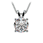 Three Carat Round Cut Diamond Pendant Necklace In Platinum | Thumbnail 01