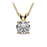 Two Carat Round Diamond Pendant Necklace In Yellow Gold | Thumbnail 01