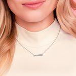 Double Bar Pave Diamond Necklace In White Gold | Thumbnail 03