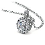 Halo Diamond Solitaire Necklace In White Gold (1 Carat) | Thumbnail 03