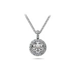 Halo Diamond Solitaire Necklace In White Gold (1 Carat) | Thumbnail 01
