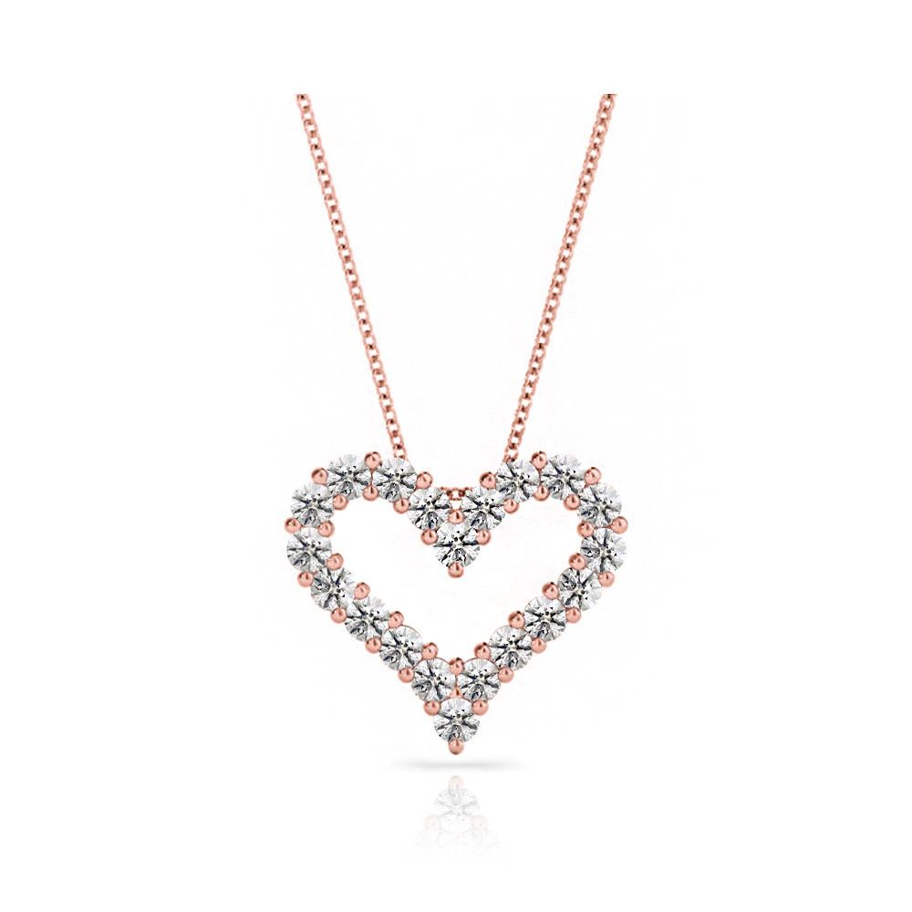 Heart Shaped Diamond Necklace In Rose Gold