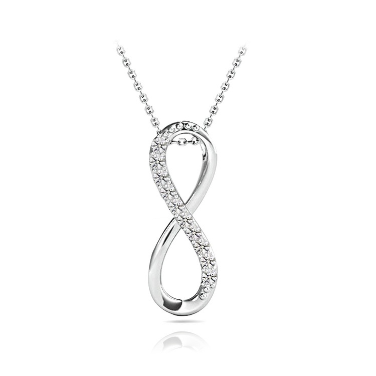 Modern Infinity Diamond Necklace in White Gold | 01