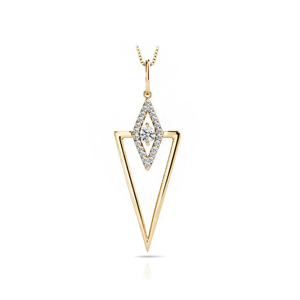 Modern Triangle Diamond Necklace in Yellow Gold | Zoom