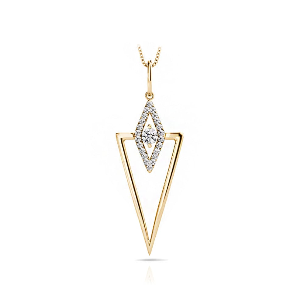 Triangle Diamond Pendant Necklace In Yellow Gold