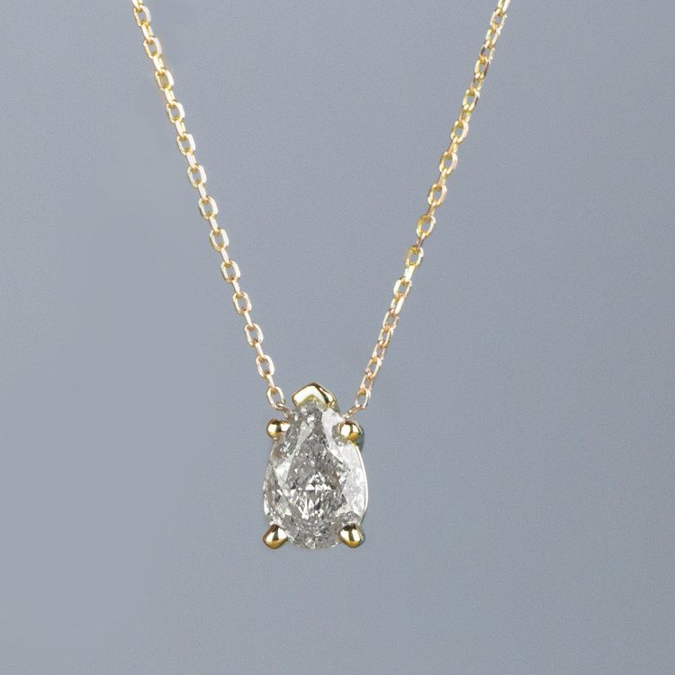 Pear Diamond Solitaire Necklace In Yellow Gold (1/2 ctw) | 04