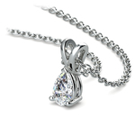 Pear Shaped Diamond Necklace In Platinum (1/3 Ctw) | Thumbnail 03