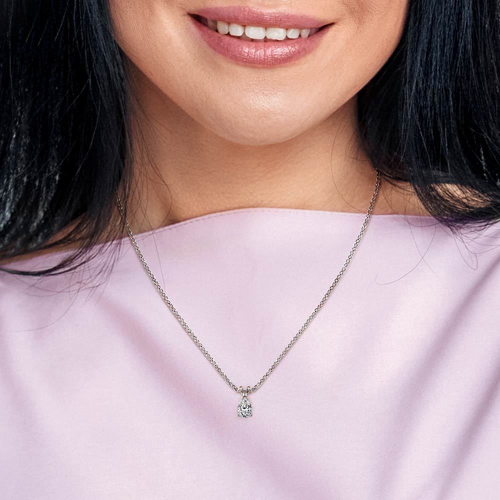 Pear Shaped Diamond Pendant Necklace In Platinum (1/5 ctw) | 04