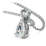 One Carat Pear Shaped Diamond Necklace In Platinum | Thumbnail 03