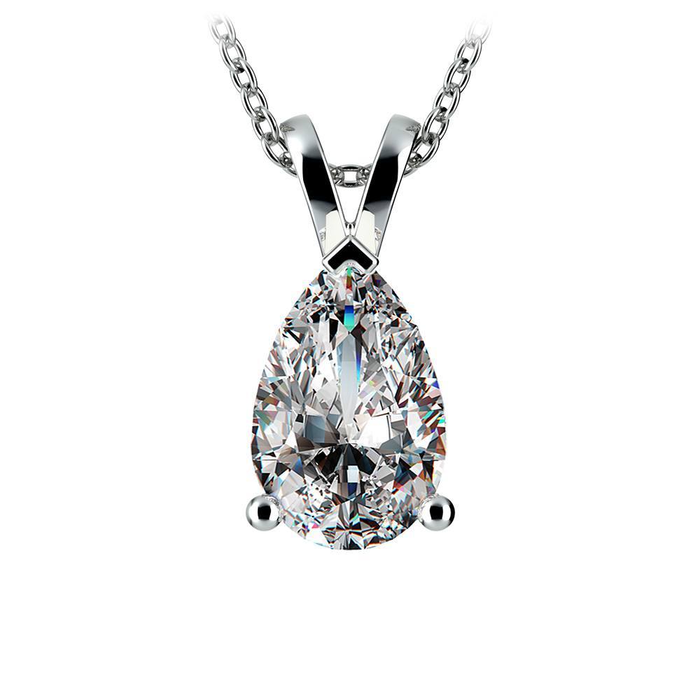 2 Carat Pear Diamond Pendant Necklace In Platinum | 01
