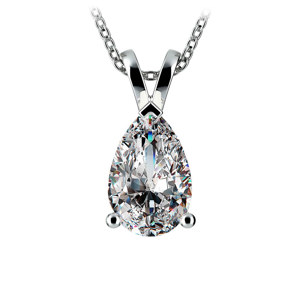 3 Carat Pear Shaped Diamond Necklace In Platinum | 01