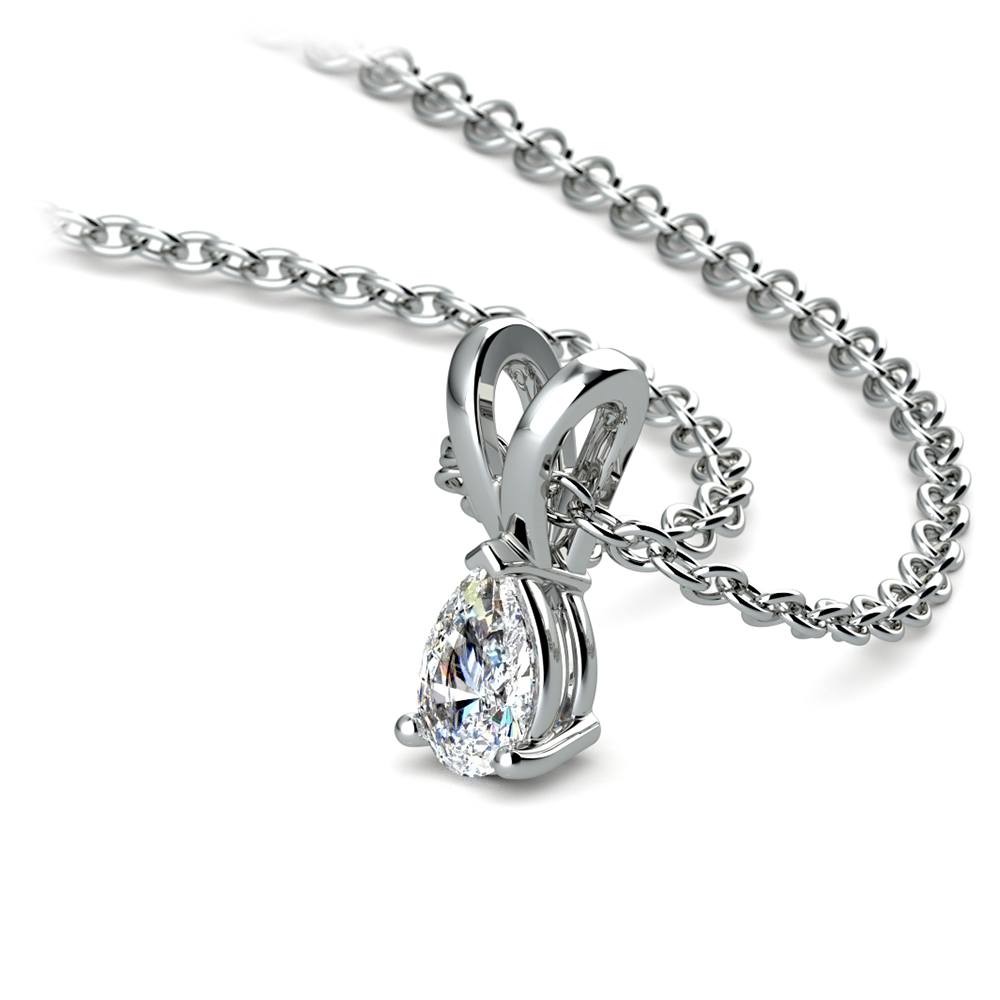 14k White Gold 1/4 Ctw Pear Shaped Diamond Pendant Necklace | 03