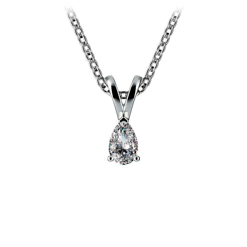 Pear Shaped Diamond Pendant Necklace In White Gold (1/5 ctw) | Zoom