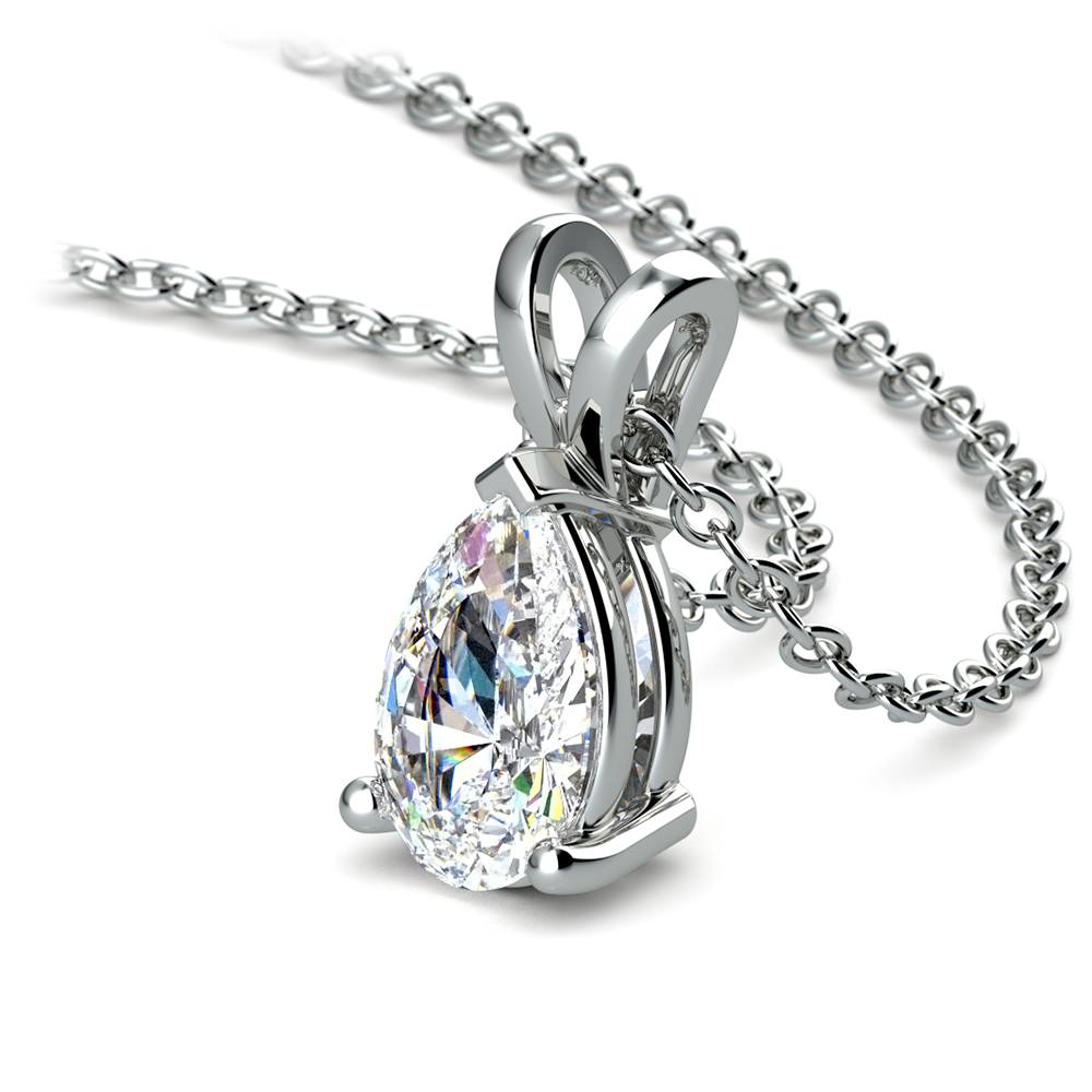 One Carat Pear Shaped Diamond Necklace In White Gold | 03