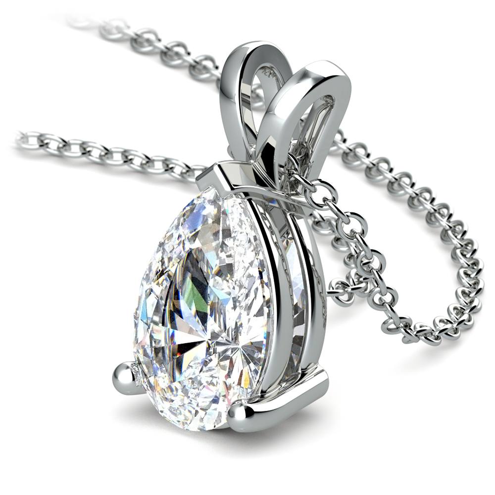 3 Carat Pear Shaped Diamond Necklace In White Gold | 03
