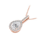 Petite Pear Halo Diamond Necklace In Rose Gold | Thumbnail 02