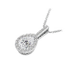 Petite Pear Halo Diamond Necklace In White Gold | Thumbnail 02