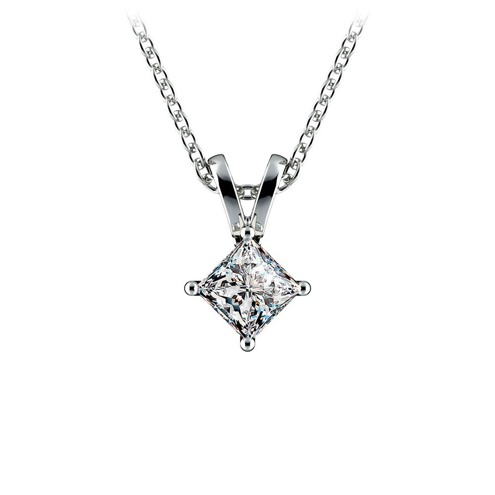 Princess Cut Diamond Solitaire Pendant In Platinum (1/5 Ctw) | 01