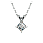 3/4 Carat Princess Cut Solitaire Diamond Pendant In Platinum | Thumbnail 01