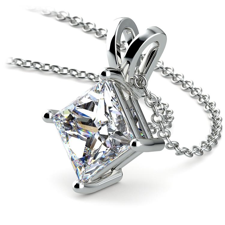 3 Carat Princess Diamond Solitaire Necklace In Platinum | 03