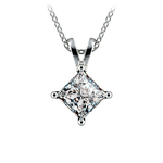1 1/2 Carat Princess Diamond Solitaire Necklace In White Gold | Thumbnail 01