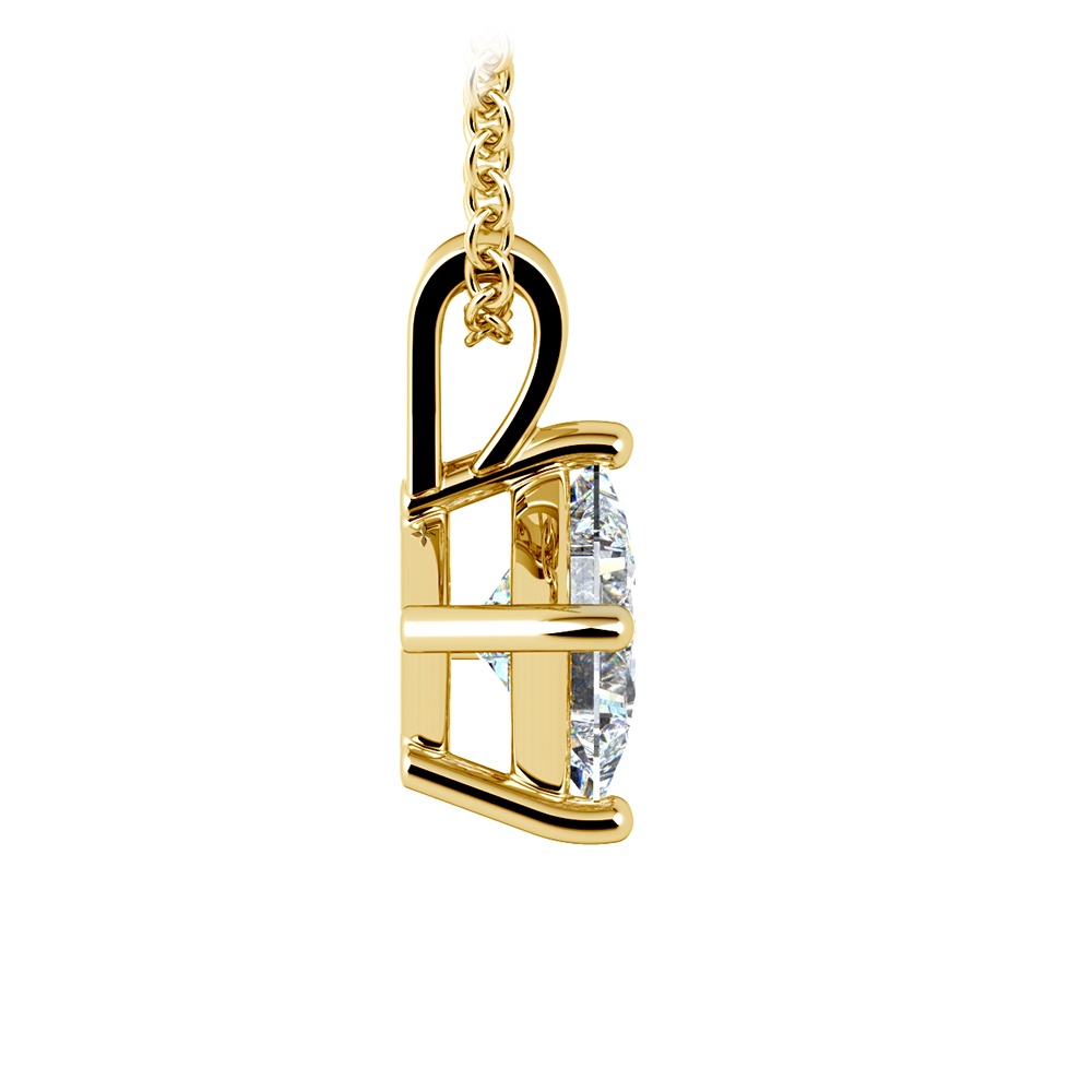One Carat Princess Diamond Necklace Solitaire In Yellow Gold | 02