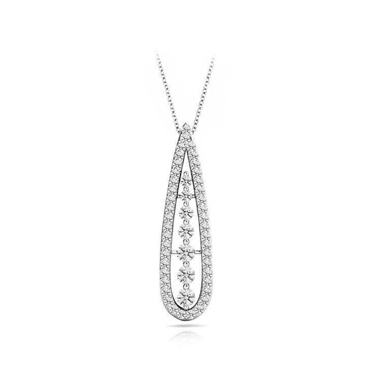 Teardrop Diamond Necklace in White Gold | Zoom