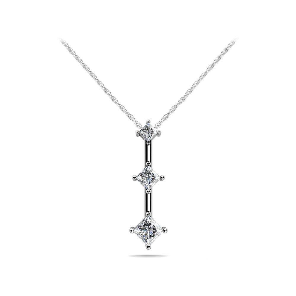 Three Stone Princess Diamond Pendant in 