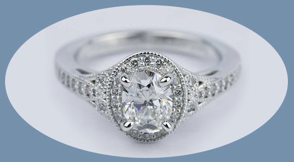art deco oval diamond engagement ring 